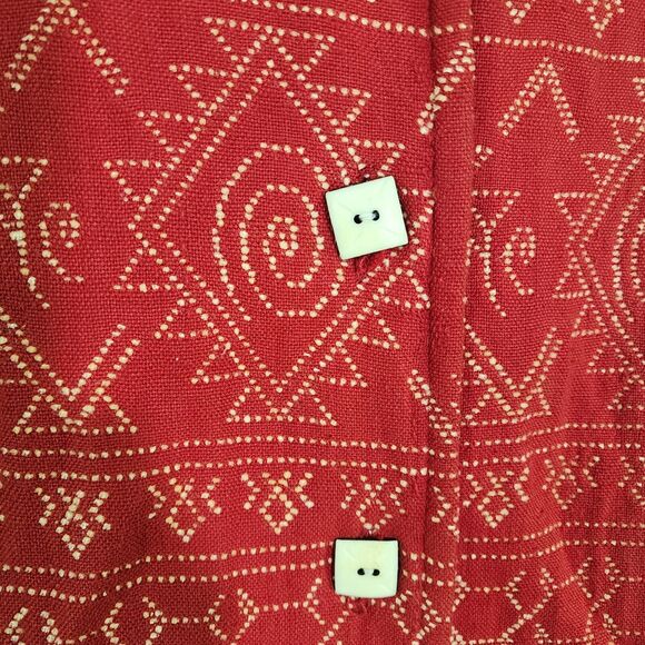 Coldwater Creek Womens Jacket Small Red Cream Embroidered Aztec Southwestern - Picture 7 of 9